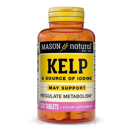 Mason Natural Kelp with Calcium - a Source of Iodine, Healthy Thyroid Function, Green Seaweed Supplement, 250 Tablets