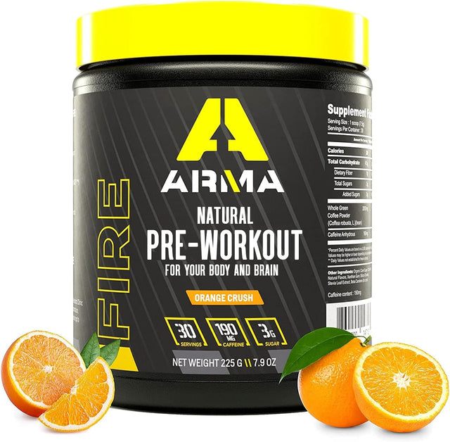 Sport FIRE - Pre Workout for Stamina, Energy, & Focus - Patented Formula with 190Mg of Green Bean Coffee Caffeine - for Cognitive Function & Focus - up to 6 Hours of Pure Energy - Orange Crush