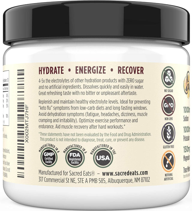 Keto Electrolyte Powder & Hydration Supplement | 1000Mg Potassium & Sodium, 150Mg Magnesium | No Sugar & Stevia, Sweetened with Monk Fruit Only | Natural Raspberry Lemon (30 Servings)