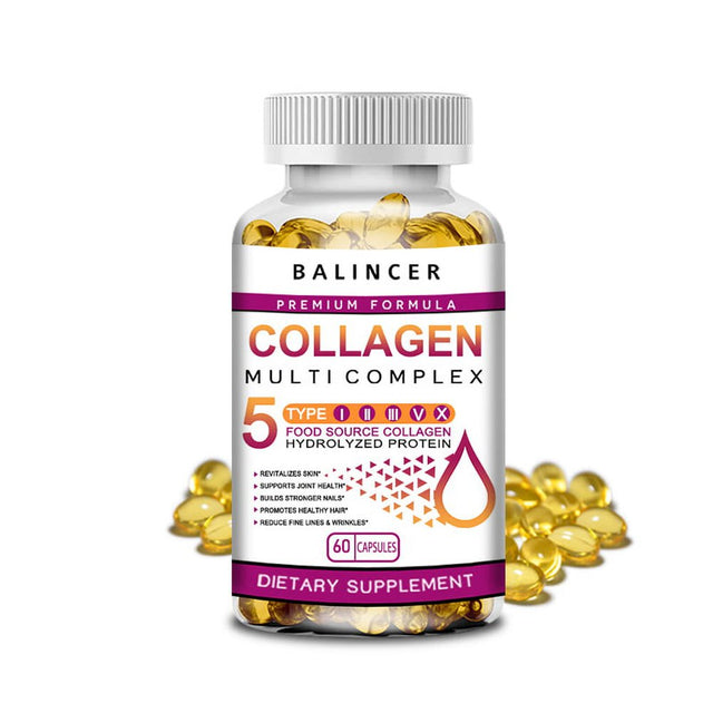 Multi Collagen Pills (Types I-II-III-V-X) Pure Hydrolyzed Collagen Protein Peptides-Collagen Supplements for Women and Men-Anti-Aging Collagen for Skin, Hair Growth Nails Joints-60Capsules