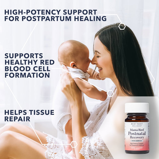 Mama Bird Postnatal Recovery, Once Daily, Replenish with Iron, L-Methylfolate (Folic Acid), Methylcobalamin (B12), Natural Vitamin, Repair and Support, 30 Ct