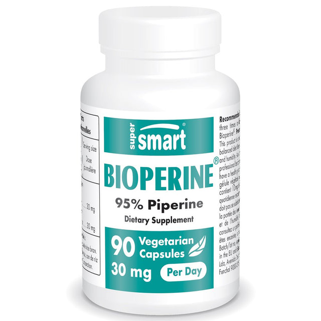 Supersmart - Bioperine 30 Mg per Day - 95% Piperine Supplement - Black Pepper Extract - Enhance Absorption | Non-Gmo & Gluten Free - 90 Vegetarian Capsules