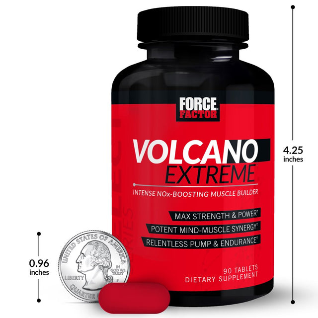 Force Factor Volcano Extreme Pre-Workout Nitric Oxide Booster with Creatine, 90 Tablets