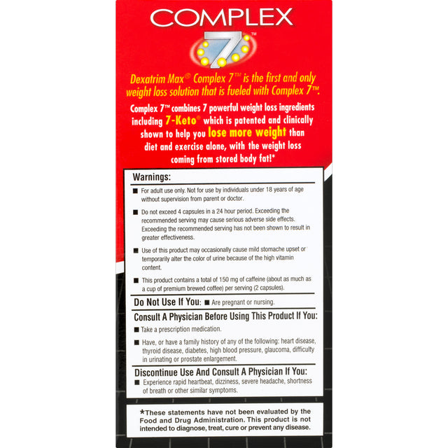 Dexatrim Max Complex Appetite Suppressant Weight Loss Dietary Supplement, Ctules, 60 Ct