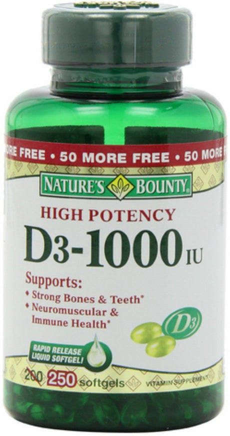 Nature'S Bounty High Potency Vitamin D-1000 IU Softgels, 200 Ea (Pack of 6)