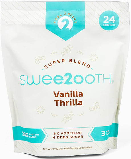 Swee2Ooth Vanilla Thrilla Fit Shake, Protein Super Blend Meal Replacement, 24 Servings, Gluten Free, 20G Protein, Omega 3S, MCT, 22 Vitamins, B12, Biotin, Cinnamon, Cinnulin PF, Chromax