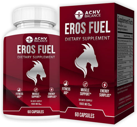 Eros Fuel Dietary Supplement W/Horny Goat Weed | for Strength, Energy & Endurance – Supports Muscle, Heart Health, Blood Pressure and Circulation - 60 CT