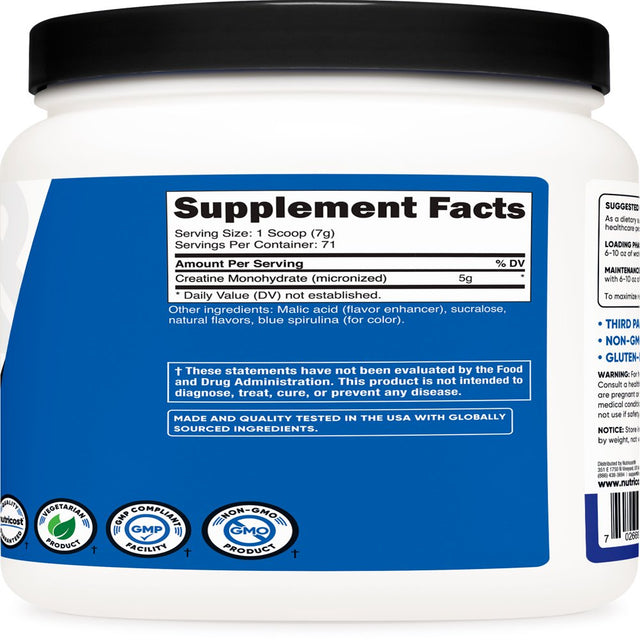 Nutricost Creatine Monohydrate Supplement Powder (500 Grams) (Blue Raspberry)