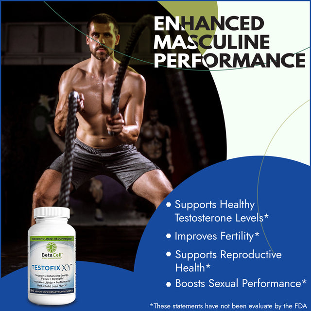 Testofix XY - Endorphin Booster for Men | Muscle Builder, Natural Workout and Energy Supplement | Increases Stamina and Energy | Build Lean Muscle Mass - 90 Veggie Capsules