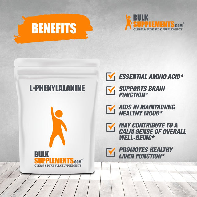 Bulksupplements.Com L-Phenylalanine Powder - Brain Supplements for Memory and Focus - Mood Boosting Supplement - Amino Focus (500 Grams)