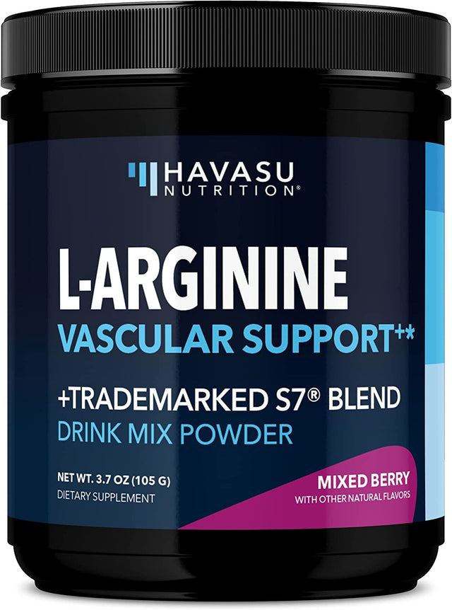 HAVASU NUTRITION L Arginine Powder | L-Arginine L-Citrulline Organic Beet Root and S7 Plant-Based Ingredients for Pre Workout Post Nitric Oxide Supplements Men & Women Mixed Berry