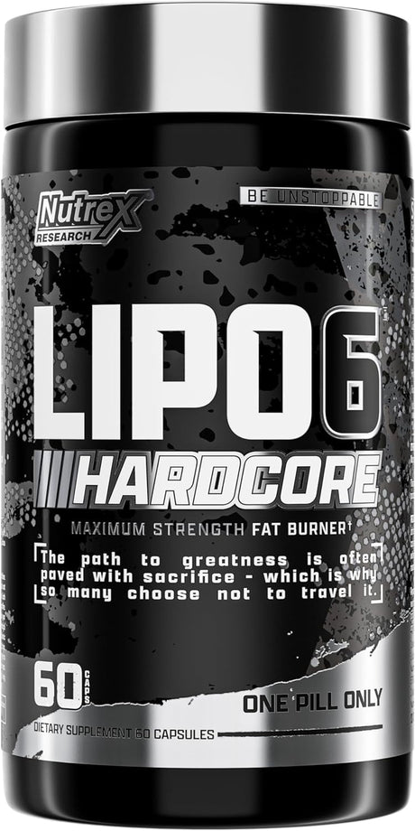 Nutrex Research Lipo-6 Hardcore Weight Loss Supplement, Appetite Suppressant, Diet Pills, Fat Burner Capsules – 60 Count (1)