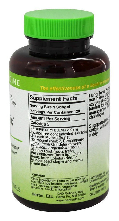 Herbs Etc - Lung Tonic Alcohol Free - 120 Softgels