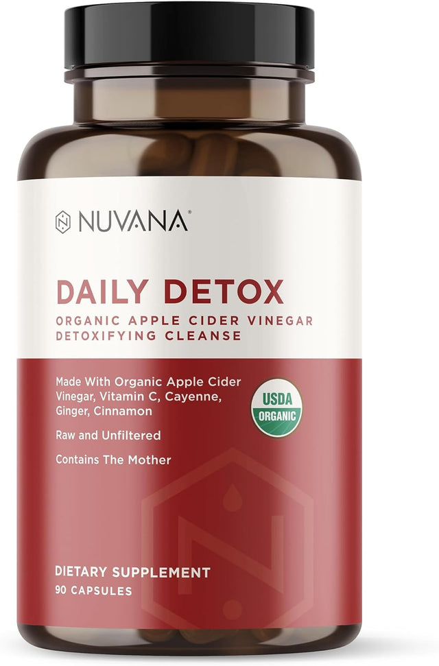 Advanced Detox Apple Cider Vinegar - Organic W/ the Mother - Natural Healthy Weight, Digestion, Energy, and Detox Support - ACV by Nuvana - 90 Capsules