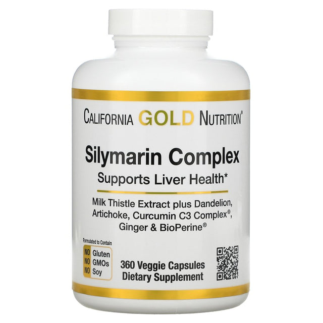 Silymarin Liver Health Complex, Milk Thistle Extract with Curcumin, Artichoke, Dandelion, Ginger, Black Pepper, 360 Veggie Capsules by California Gold Nutrition