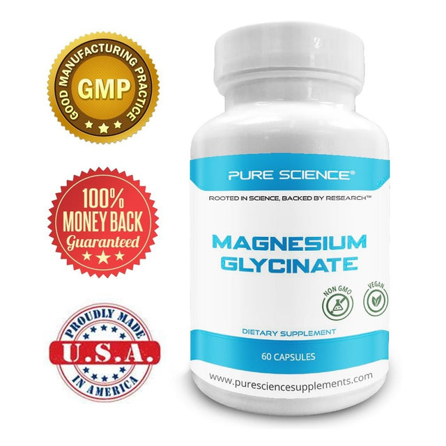 Pure Science Magnesium Glycinate 350 Mg Supplement – 60 Vegetarian Capsules