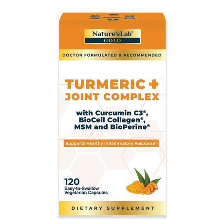 Nature'S Lab Gold Turmeric Joint Complex - 120 Capsules - Biocell Collagen, Hyaluronic Acid, C3 Curcumin, MSM - Joint Support, anti Inflammatory, Skin Supplement*