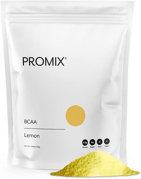 Promix BCAA Pre-Workout Energy Powder, Lemon - Plant-Based Branched Chain Amino Acids Supports Lean Muscle Growth, Recovery, Endurance & Reduces Soreness - Zero Fat, Sugar & Carbs