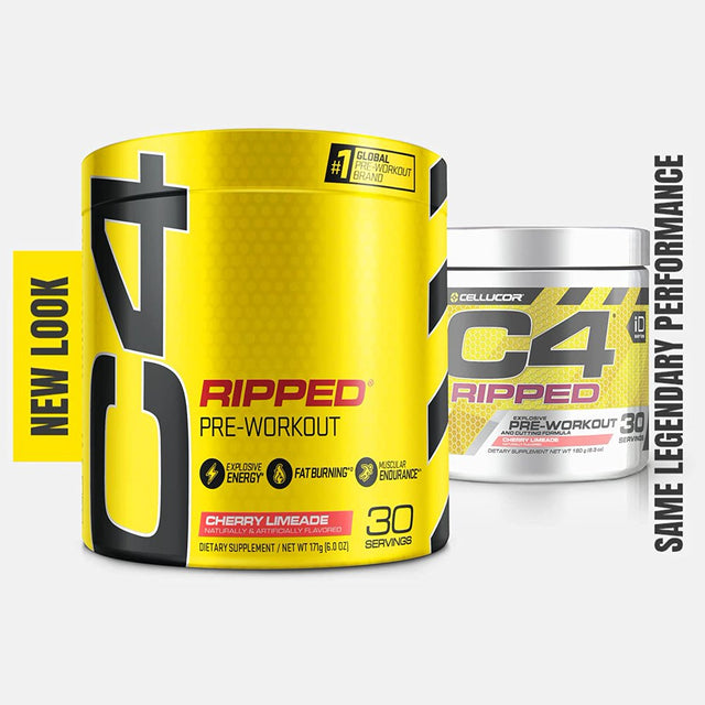 Cellucor C4 Ripped Preworkout Powder + Cherry Limeade + Fat Burning + 30 Servings