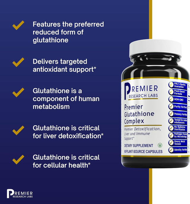 Premier Research Labs Glutathione Complex - Liver & Immune Health Support Supplement* - Glutathione Pill for Daily Immune Support & Natural Liver Cleanse* - 60 Vegetarian Capsules