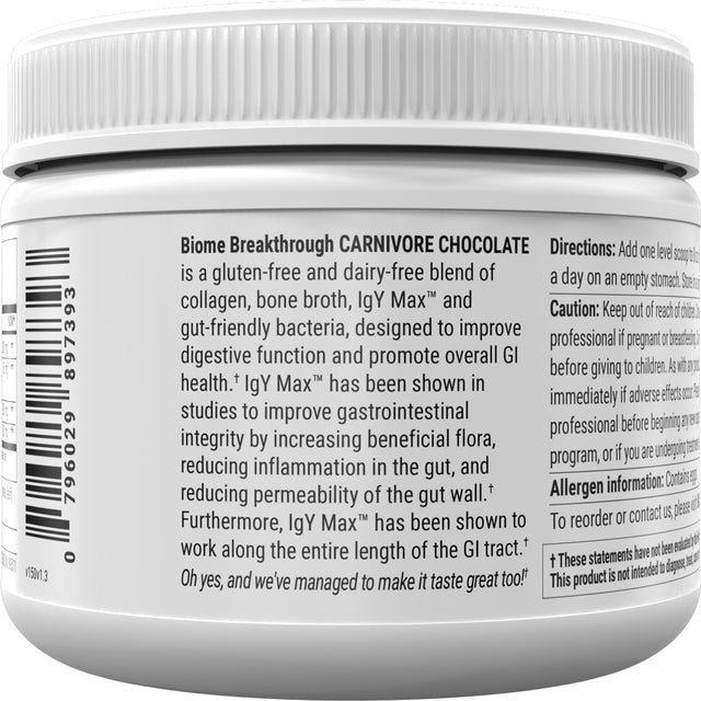 Biome Breakthrough by Bioptimizers: Leaky Gut Repair Powder, Chocolate, 150G