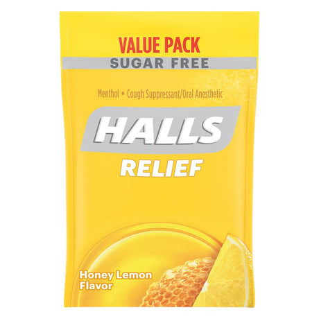 Branded Halls Sugar-Free Cough Drops - Honey Lemon (180 Ct.) - Safe for Diabetes