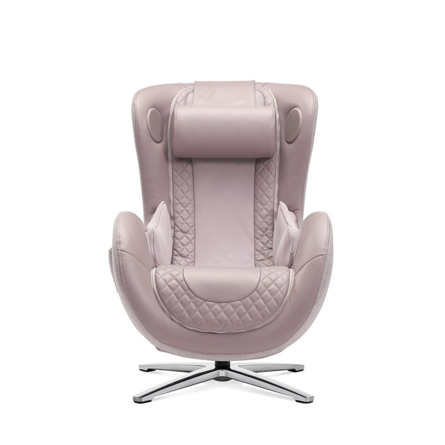 Classic Genuine Leather Massage Chair with Ottoman, Pale Rose