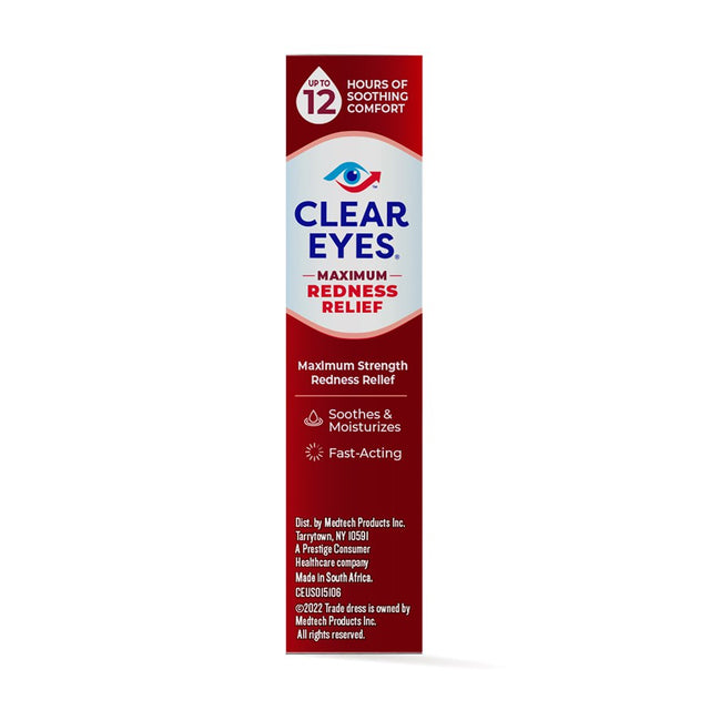 Clear Eyes Maximum Redness Eye Relief Lubricant Eye Drops, 0.5 Fl Oz