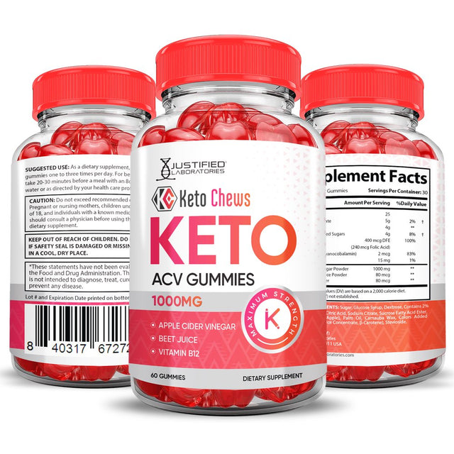 (2 Pack) Keto Chews ACV Gummies 1000MG Dietary Supplement 120 Gummys