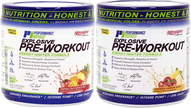 PERFORMANCE INSPIRED Nutrition Pre-Workout Powder - Contains Citrulline - Nitrosigine - Green Tea - All Natural - 1.49 Lb - Tropical Fruit Punch