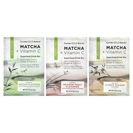 California Gold Nutrition MATCHA ROAD, Matcha + Vitamin C - Trial Pack, 3 Count