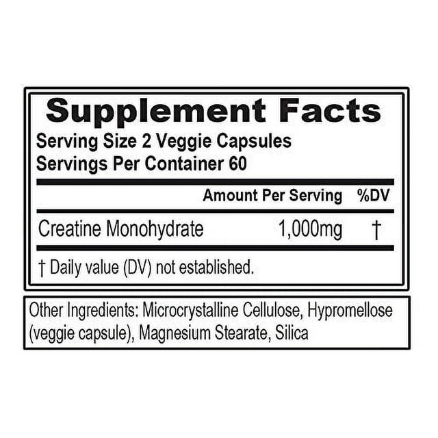 Creatine Monohydrate Pills 120Ct - EVL Nutrition Muscle Builder & Recovery Supplement - Creatine Capsules 1000Mg