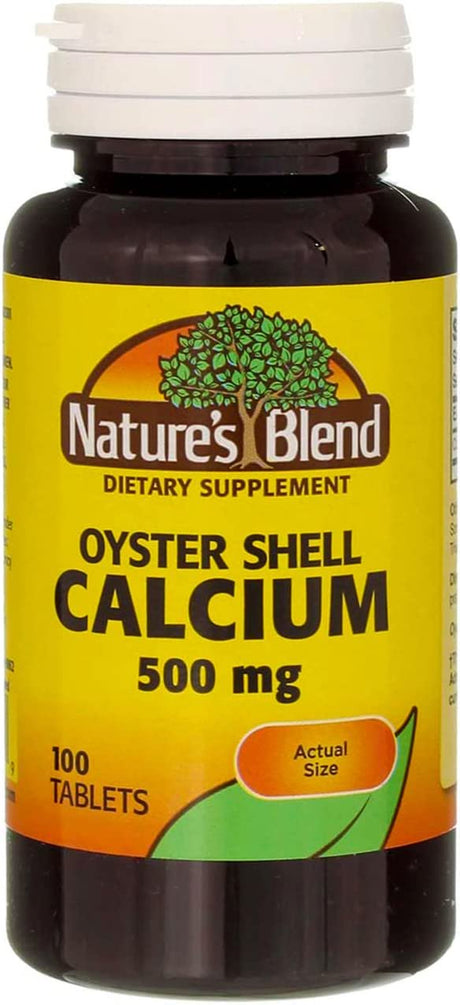 Nature’S Blend Oyster Shell Calcium 500 Mg 100 Ct | Calcium Gummies | Calcium Supplement | Bone Health Vitamins | Organic Calcium Supplement for Women | Prenatal Calcium