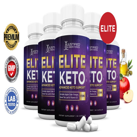 (5 Pack) Elite Keto ACV Pills 1275Mg Dietary Supplement 300 Capsules