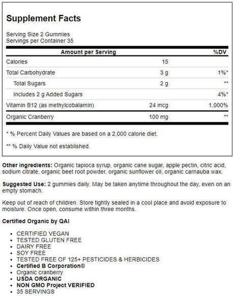 Megafood B12 Energy - Cranberry 70 Gummies