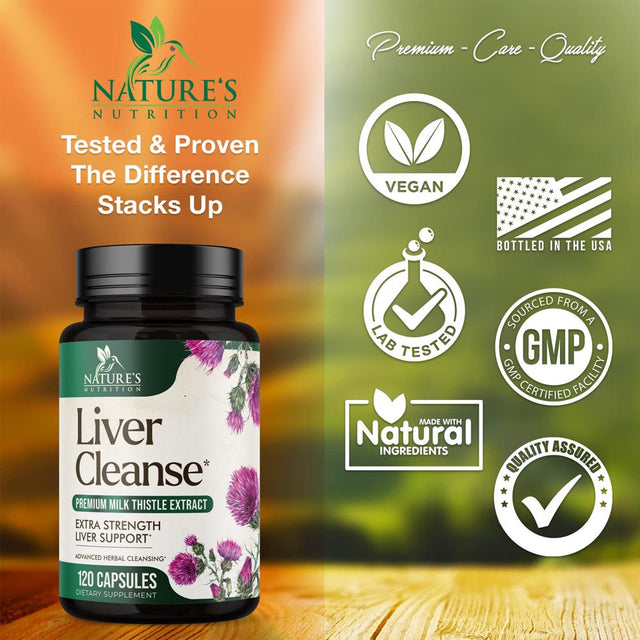 Liver Cleanse Detox & Repair Formula - Herbal Liver Support Supplement with Milk Thistle with Silymarin, Artichoke Extract, Dandelion, Beet, Chicory Root, & Turmeric for Liver Health - 120 Capsules