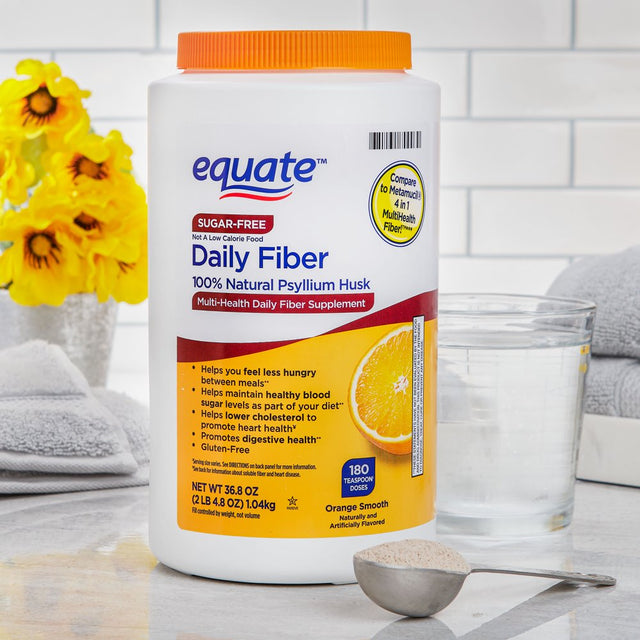 Equate Sugar-Free Daily Fiber Powder, Orange Smooth, 36.8 Oz