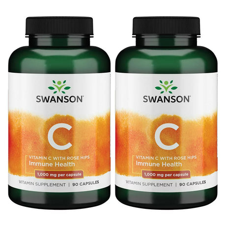 Swanson C-1000 - Vitamin C with Rose Hips 1,000 Mg 90 Caps 2 Pack