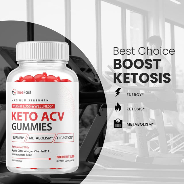 (3 Pack) True Fast Keto ACV Gummies - Supplement for Weight Loss - Energy & Focus Boosting Dietary Supplements for Weight Management & Metabolism - Fat Burn - 180 Gummies