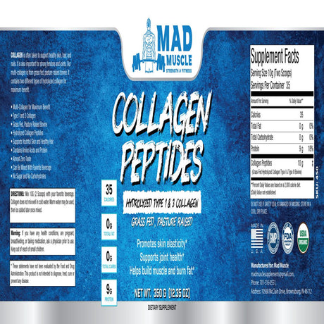 Collagen Protein Peptides - Type I and III Grass Fed- Unflavored