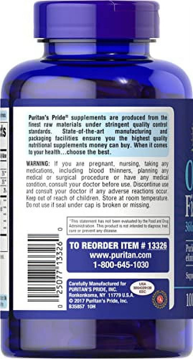 Omega-3 Fish Oil, 1200 Mg, Supports Heart Health and Healthy Circulation, 100 Count, by Puritan'Spride