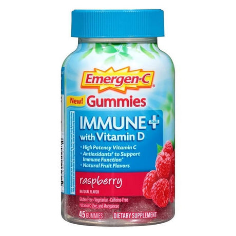 Emergen-C Immune plus with Vitamin D Gummies Raspberry Flavor, 45 Ea