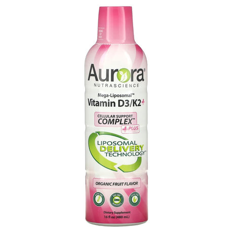 Aurora Nutrascience Mega-Liposomal Vitamin D3/K2+, Organic Fruit, 16 Fl Oz (480 Ml)