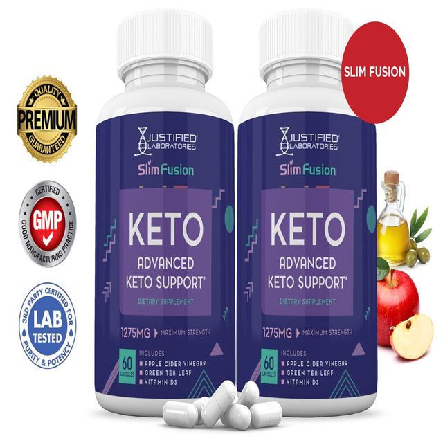 (2 Pack) Slim Fusion Keto ACV Pills 1275Mg Alternative to Gummies Dietary Supplement 120 Capsules