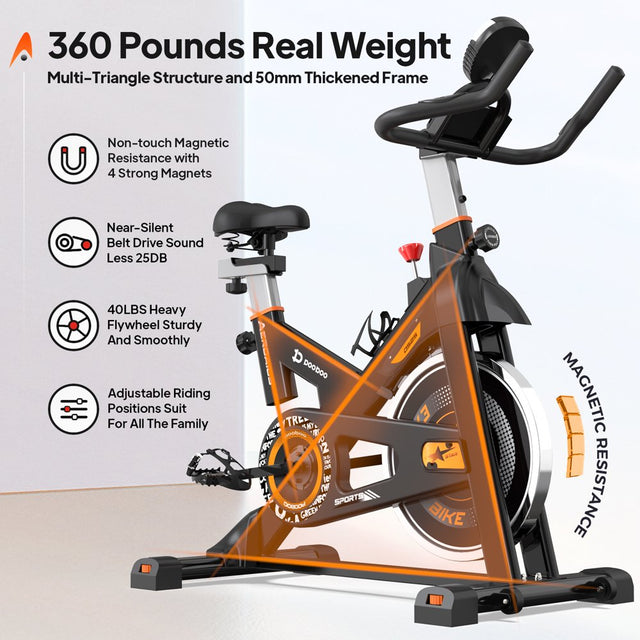 Pooboo Indoor Stationary Exercise Bikes Cycling Bike Magnetichome Cardio Workout Bicycle Machine 360Lb