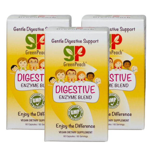 Greenpeach Organic Multi Enzyme Supplement for Better Digestion & Absorption- Promotes Digestive Health Support- Pack of 3