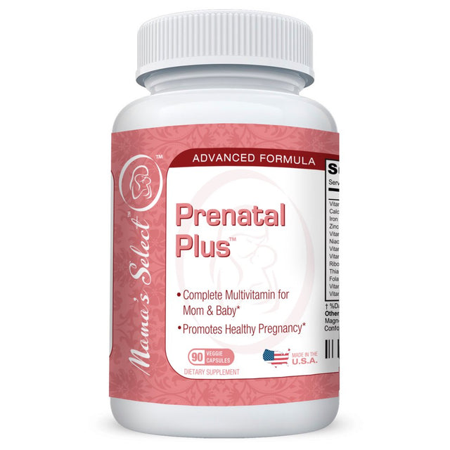 Prenatal Vitamins and Minerals - Mama'S Select Pre-Natal plus Long Lasting 90 Capsule 3 Month Supply - with Iron, MTHFR Safe Methyl Folate for Folic Acid and Calcium - Gentle Veggie Pills