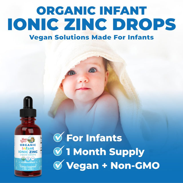 Liquid Ionic Zinc with Organic Glycerin by Maryruth'S, Zinc Sulfate for Immune Support, Vegan, Formulated for Ages 0-12 Months, 1 Month Supply, 2 Fl Oz