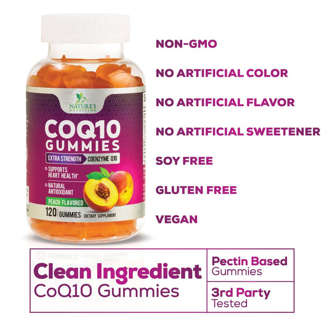 Coq10 Gummies, Coq10 100 Mg Supplement for Heart Health Support & Cellular Energy Production - Gluten Free Vegan & Non-Gmo Antioxidant with Max Absorption Coenzyme Q10 Gummy Supplements - 120 Gummies