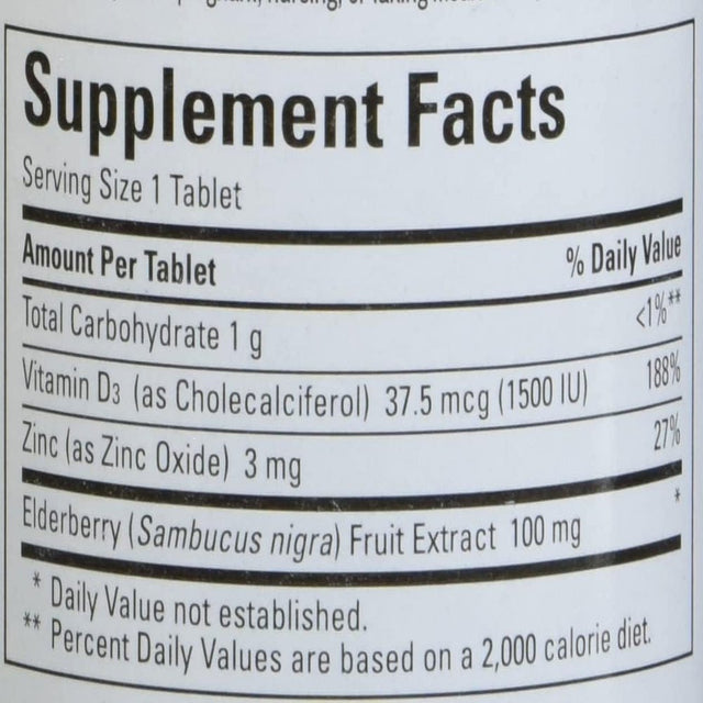 Nature Made Wellblends Elderberry with Immunecare, Vitamin D3 and Zinc, with Elderberry Flavor, 30 Fast Dissolve Tablets